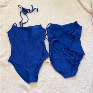 Aerie Blue Ribbed Swimsuit M and L